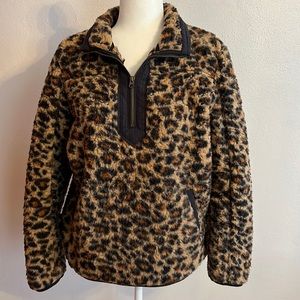 Leopard Print Casual Zip Sweater
